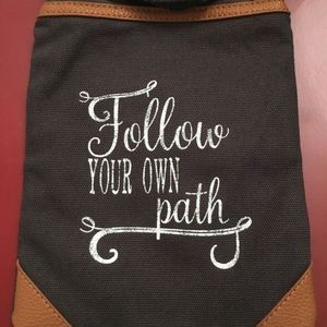 Follow Your Own Path crossbody canvas purse